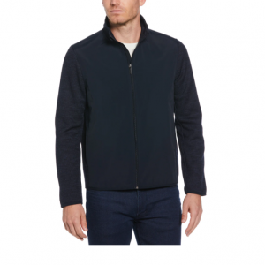 混色全拉链高领抓绒夹克