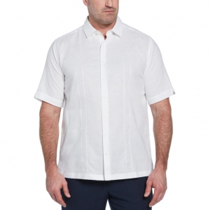 大尺码亚麻混纺刺绣拼接衬衫