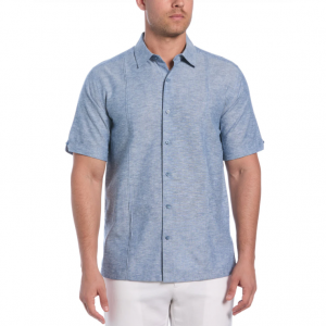 亚麻混纺褶饰衬衫