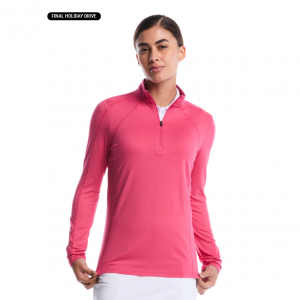 女士四分之一拉链抓绒混色套头衫