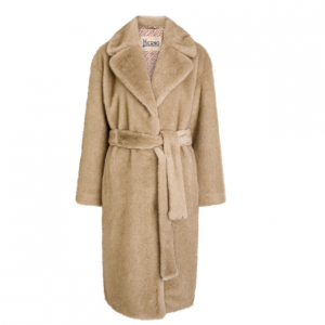 Belted faux fur coat