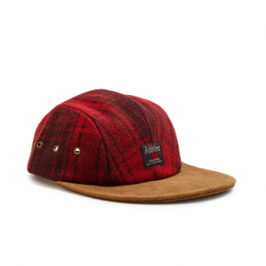 Checked suede and wool cap