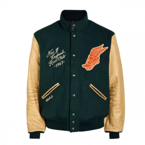 Designer-appliquéd wool-blend varsity jacket
