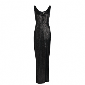 Crystal-embellished crepe gown