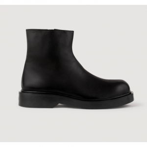 拉链式皮质踝靴