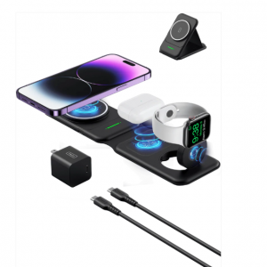 INIU SnapGo WI222 三合一无线充电板及支架，15W 磁吸式多功能充电器