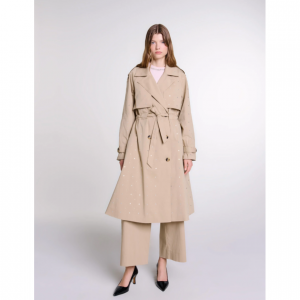 铆钉装饰松紧腰风衣