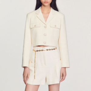 粗花呢高腰短裤