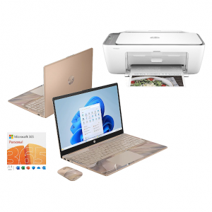 SH1/30 HP 15.6英寸触控笔记本电脑，英特尔处理器，128GB固态硬盘，预装Microsoft 365 - 奶茶色