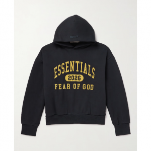 FEAR OF GOD ESSENTIALS 标志印花棉混纺针织连帽衫