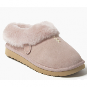 Dearfoams Fireside 系列 Adelaide 女士皮毛一体羊毛拖鞋 (Clog 拖鞋)