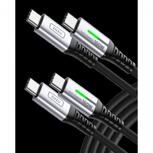 INIU D5CC USB C 转 C 数据线 100W(6.6 英尺,2 条装)