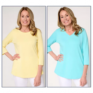 3/8 Belle by Kim Gravel TripleLuxe 针织两件套七分袖上衣