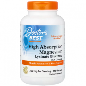 Doctor's Best（医生之选），高吸收镁（赖氨酸甘氨酸盐），螯合配方，Albion® TRAACS®，240 片