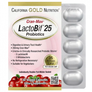 California Gold Nutrition（加州黄金营养），CranMax® LactoBif® 益生菌，250亿 CFU，30粒素食胶囊
