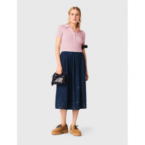 复古刺绣牛仔裙