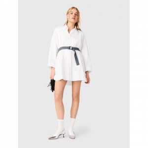 撞色腰带衬衫裙