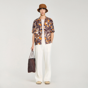 宽松印花古巴领衬衫(