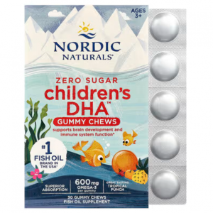Nordic Naturals 儿童 DHA™ 软糖，3 岁以上儿童适用，热带水果味，30 粒软糖（每粒 355 毫克）