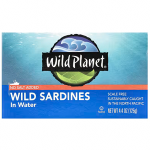 Wild Planet 野生沙丁鱼（水浸），未添加盐，4.4盎司（125克）
