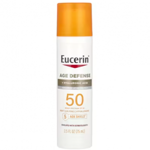 优色林 (Eucerin) 抗衰老轻盈防晒乳液（面部适用），SPF 50，无香型，2.5 液盎司 (75毫升)