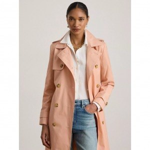 女士双排扣系带风衣