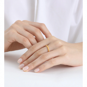 999 足金爱心排戒