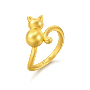 999足金小猫戒指