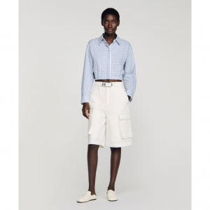 Wide-leg cotton Bermuda shorts