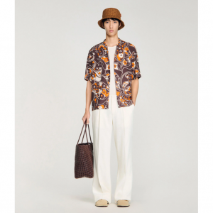 Loose-fit print shark collar shirt