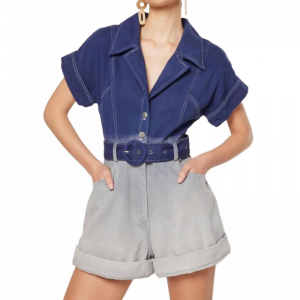 leto denim playsuit in navy