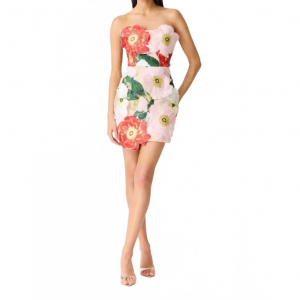 solara strapless mini dress in floral