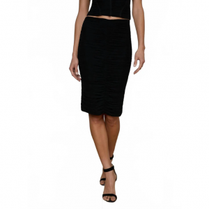 isodora mesh midi skirt in black