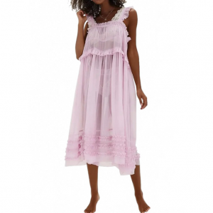 moon phase sheer midi dress in fragrant lilac