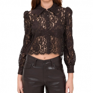 anita lace blouse in dark brown