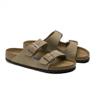 women's arizona soft foot bed slide sandal in taupe