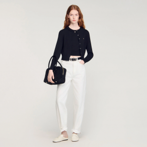 Padded round neck cropped cardigan