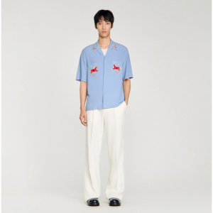 Embroidered horse loose-fit shirt