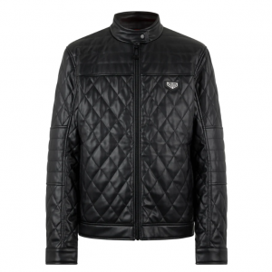 eco leather padded jacket