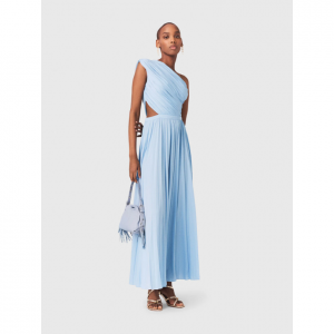 Asymmetrical pleated maxi dress
