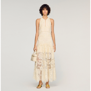 Floral cotton guipure maxi dress