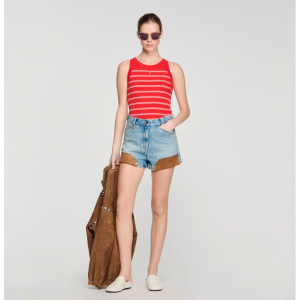 Striped ribbed vest top