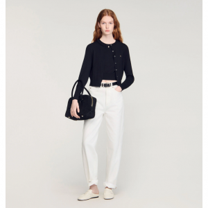 added round neck cropped cardigan