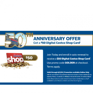 Join Costco Today & Get a Free $50 Digital Shop Card!