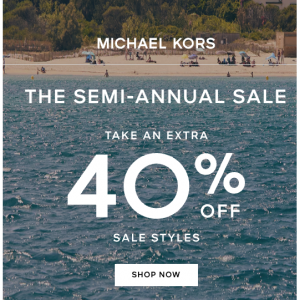 Semi-Annual Sale: Enjoy An Extra 40% Off Sale