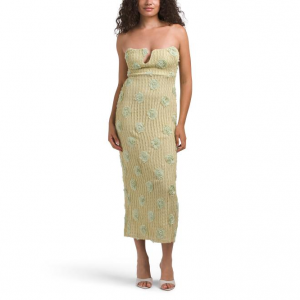 SELFIE LESLIE Horizon Strapless Textured Floral Midi Dress
