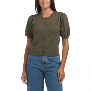 FRENCH CONNECTION Cosy Short Puff Sleeve Button Cardigan