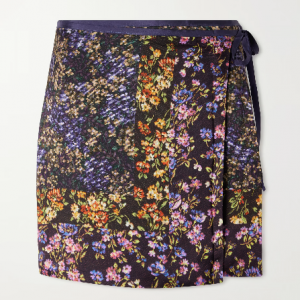 DRIES VAN NOTEN Floral-print satin mini skirt