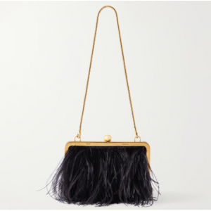 KHAITE Lilith feather-trimmed satin shoulder bag
