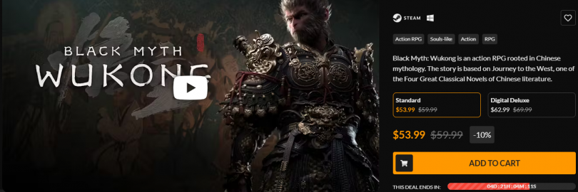 10 Best Ways to Get Black Myth: Wukong (Physical/Digital Copy) for Cheap